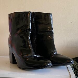 Madden Girl Shiny Black Ankle Booties